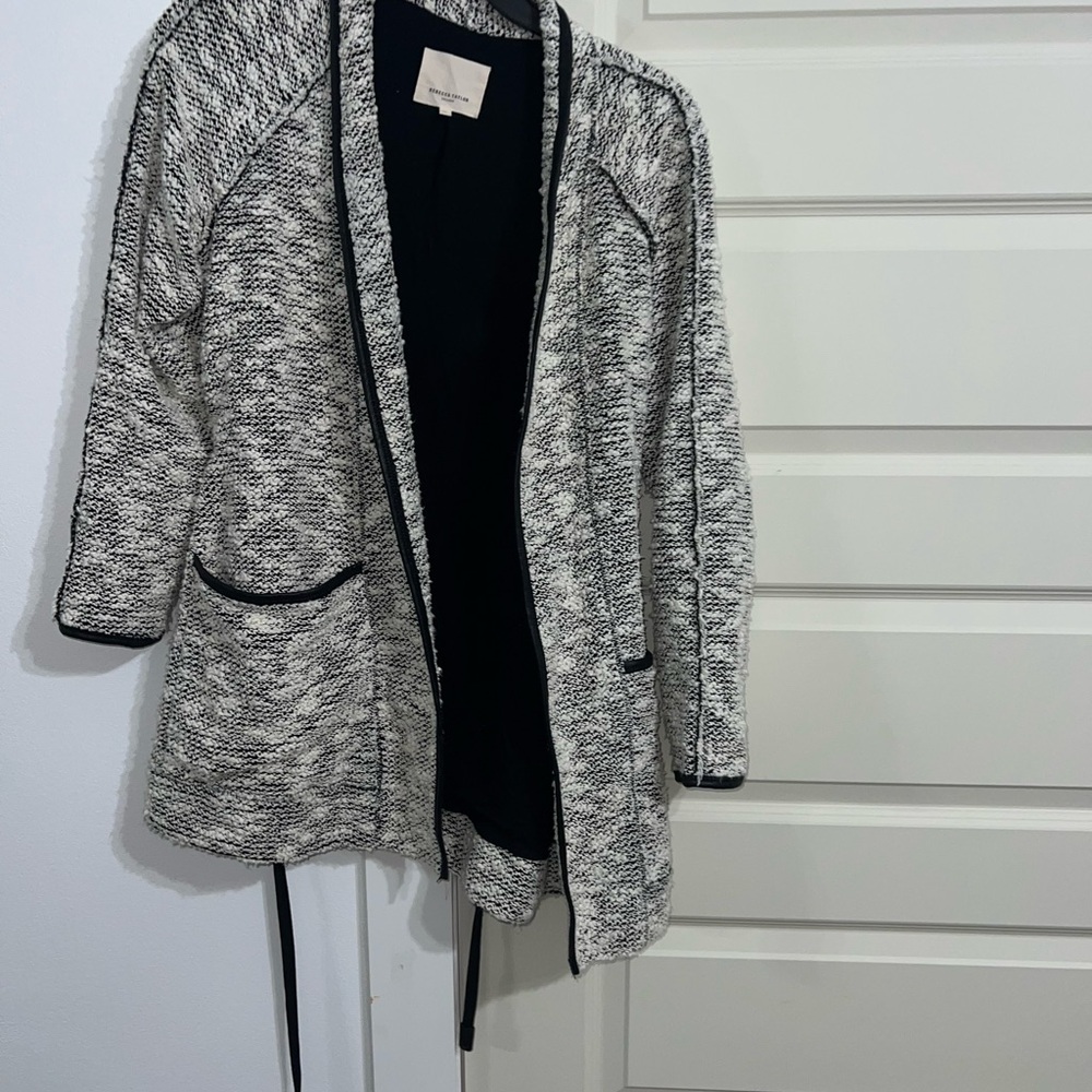 Black and White Open Front Cardigan